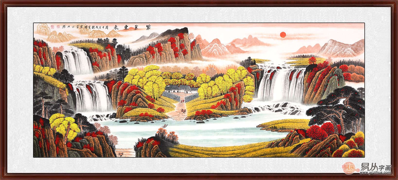 家居风水之山水画|风水艺术家李林红诠释了聚宝盆山水画的寓意，将其解读为居家必备的吉祥风水画。