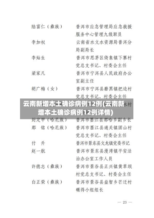 云南新增本土确诊病例12例(云南新增本土确诊病例12例详情)