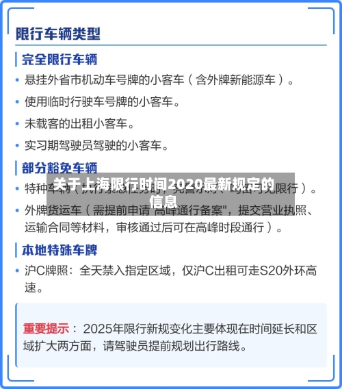 关于上海限行时间2020最新规定的信息-第2张图片