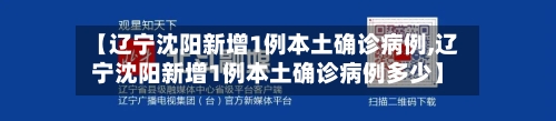 【辽宁沈阳新增1例本土确诊病例,辽宁沈阳新增1例本土确诊病例多少】-第2张图片