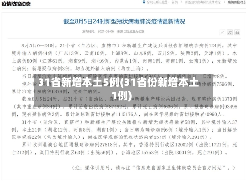 31省新增本土5例(31省份新增本土1例)