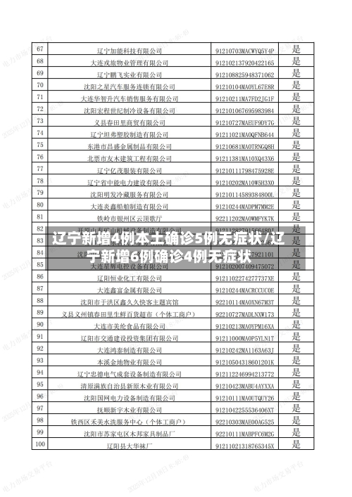 辽宁新增4例本土确诊5例无症状/辽宁新增6例确诊4例无症状
