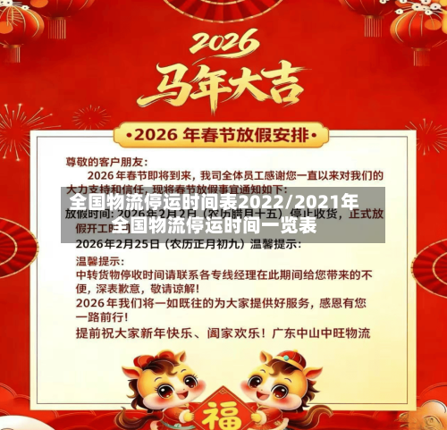 全国物流停运时间表2022/2021年全国物流停运时间一览表-第3张图片